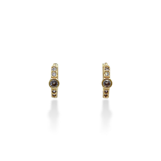 ARRACADA ZIRCONIA BICELADA CENTRO Y ZIRCONIAS ALREDEDOR