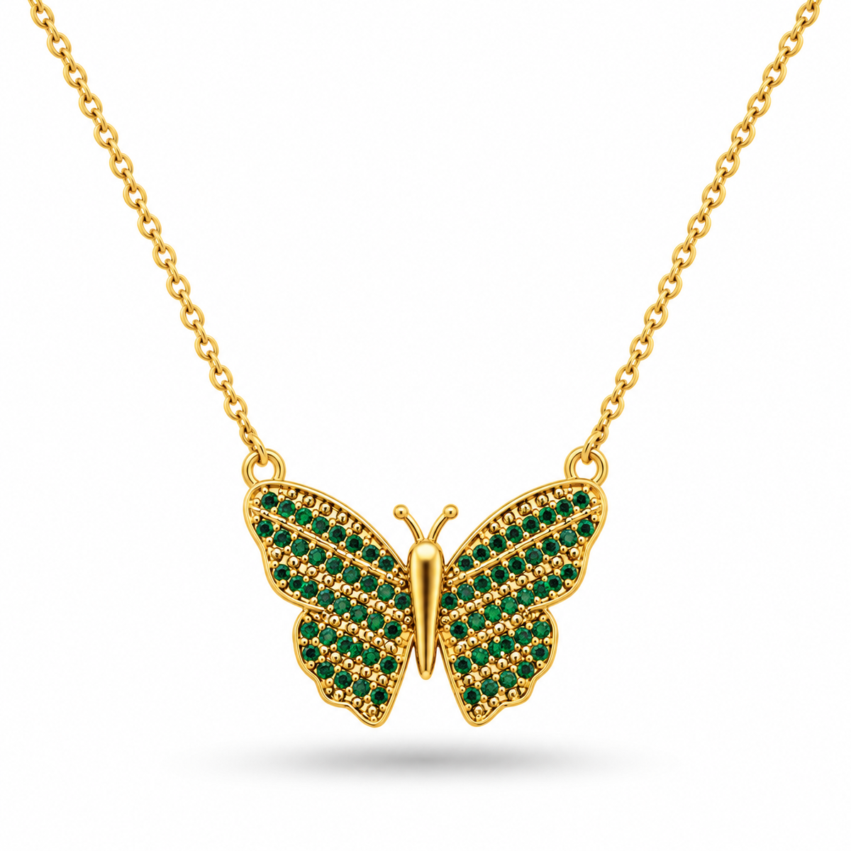 COLLAR MARIPOSA ZIRCONIAS VERDES