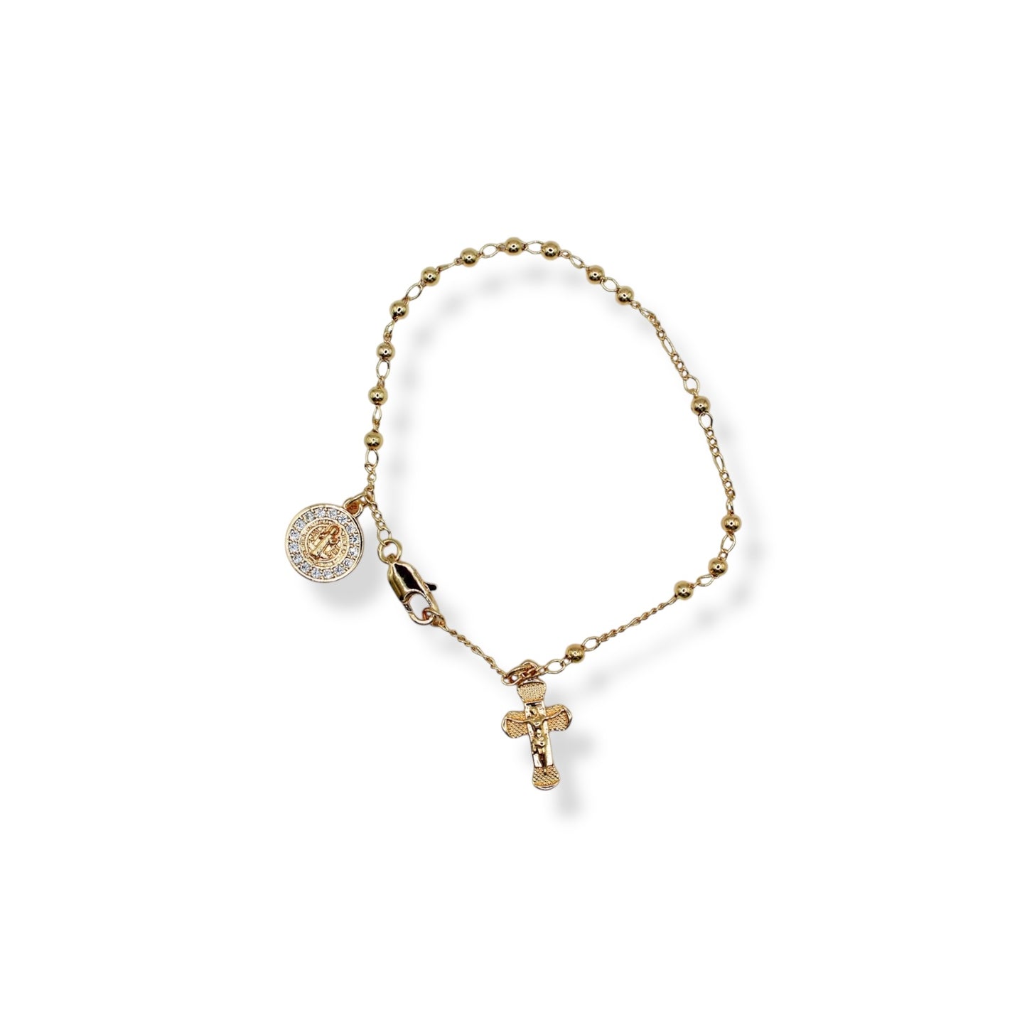 PULSERA CRUZ CRISTO CIRCULO ZIRCONIA