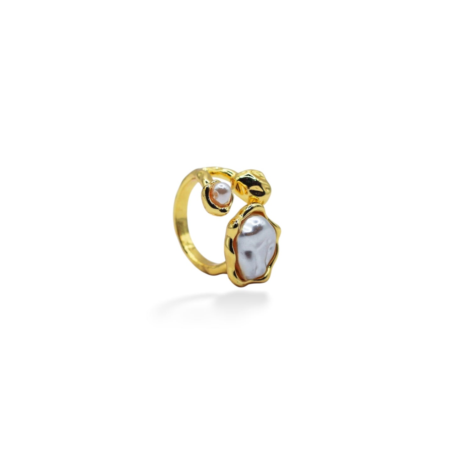 ANILLO DOS PERLAS IRREGULARES DIFERENTES TAMAÑOS