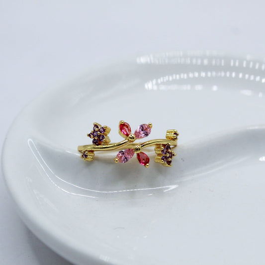 ANILLO FLOR ROSA MITAD Y MITAD FLORES MORADAS
