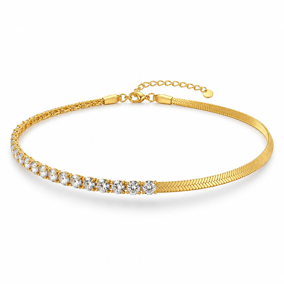 COLLAR MITAD ZIRCONIAS MITAD CADENA PLANCHADA