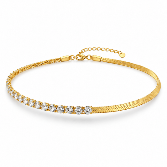 COLLAR MITAD ZIRCONIAS MITAD CADENA PLANCHADA