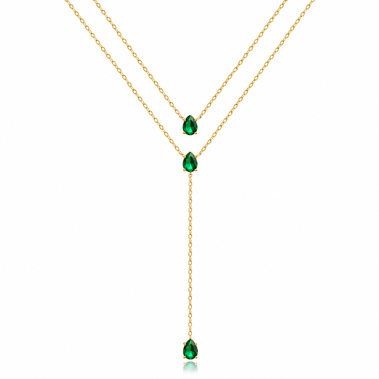 CORBATIN DOBLE ZIRCONIAS GOTA VERDE ESMERALDA