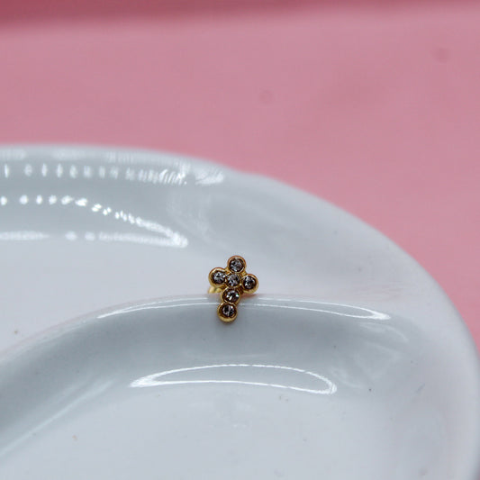 CRUZ ZIRCONIAS TIPO BICEL ORO ITALIANO 10K