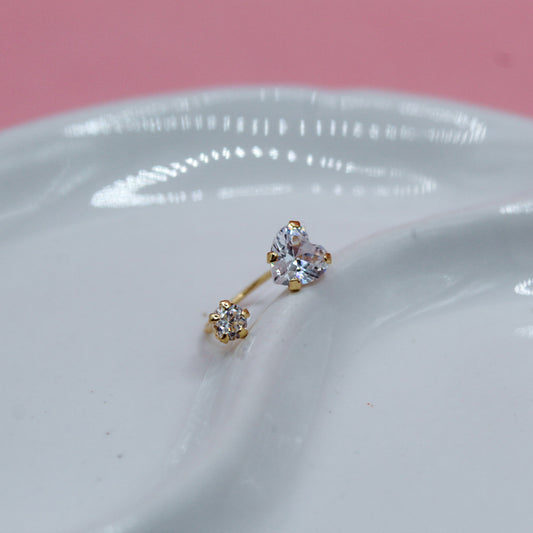 ROOK CORAZON Y ZIRCONIA ORO ITALIANO 10K