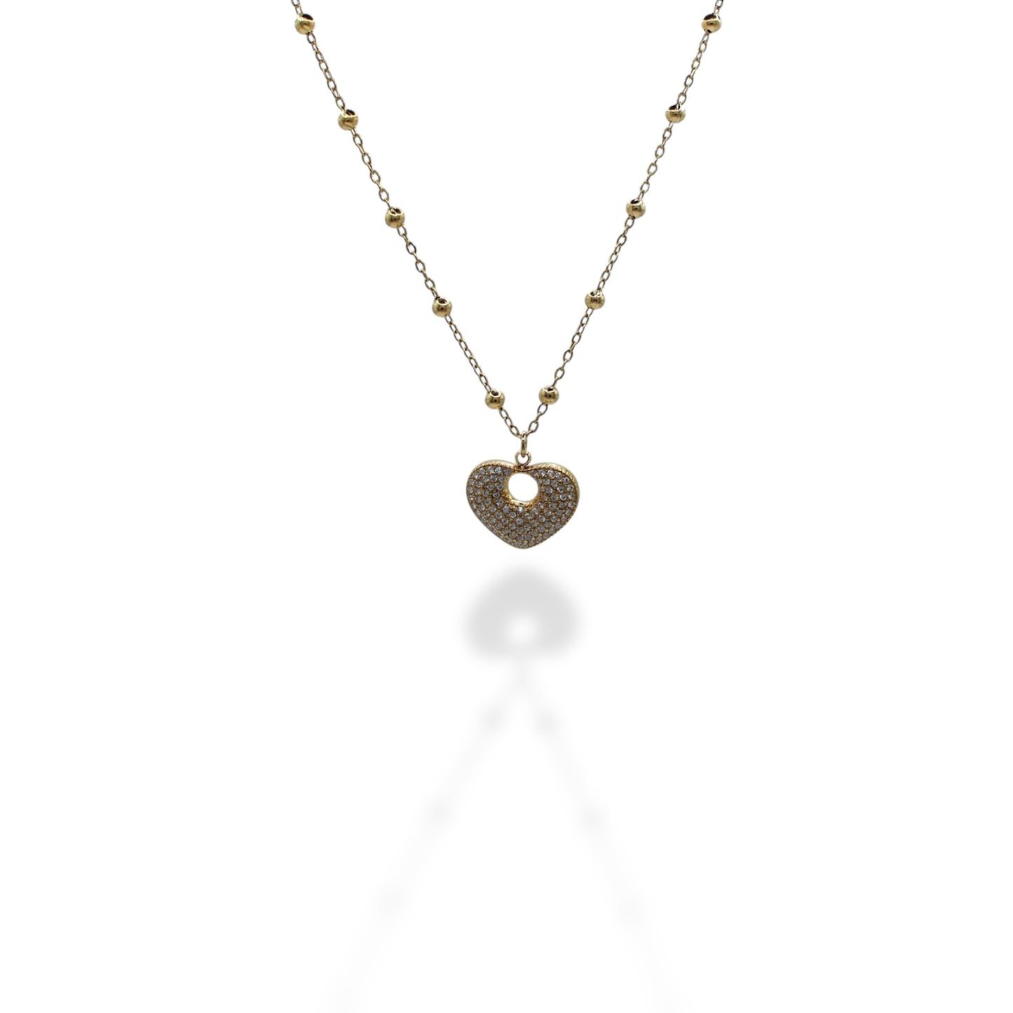 COLLAR CORAZON ZIRCONIAS CON CIRCULO ARRIBA