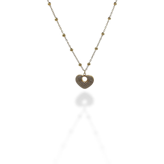 COLLAR CORAZON ZIRCONIAS CON CIRCULO ARRIBA