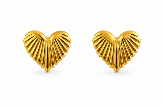 ARETES CORAZON LINEAS TEXTURAS CHUNKY