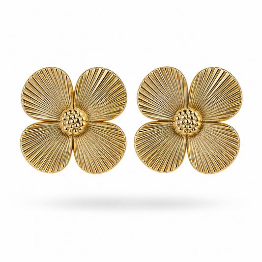 ARETE CHUNKY FLOR REDONDA CUATRO PETALOS