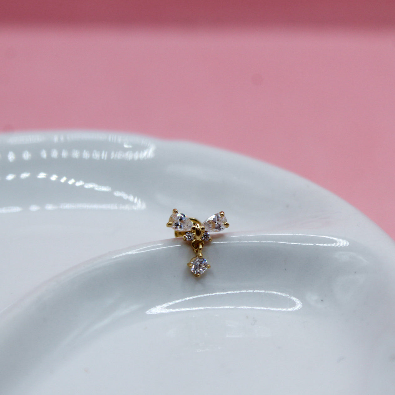 MARIPOSA ZIRCONIA COLGANTE ORO JAPONES 10K