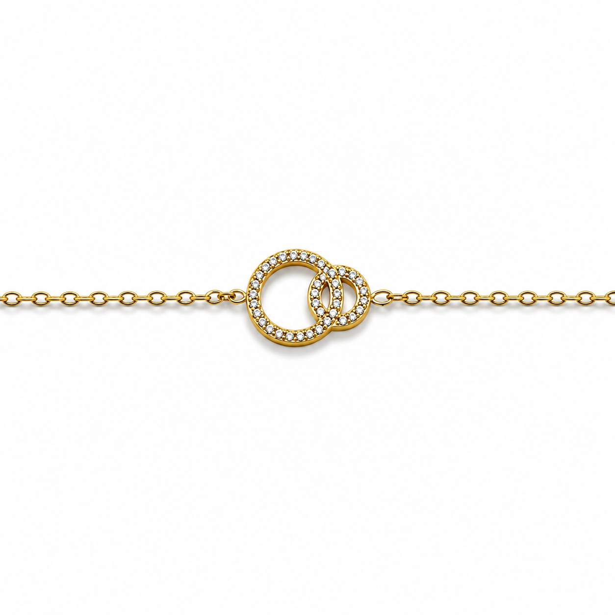 PULSERA DOS CÍRCULOS ZIRCONIAS ENTRELAZADOS
