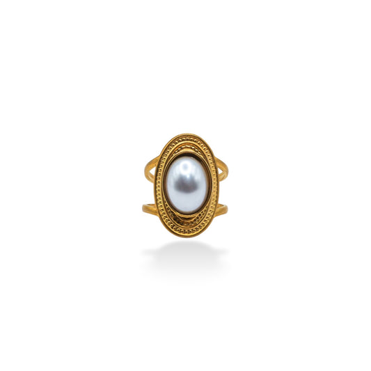ANILLO UNA PERLA OVALO CENTRO