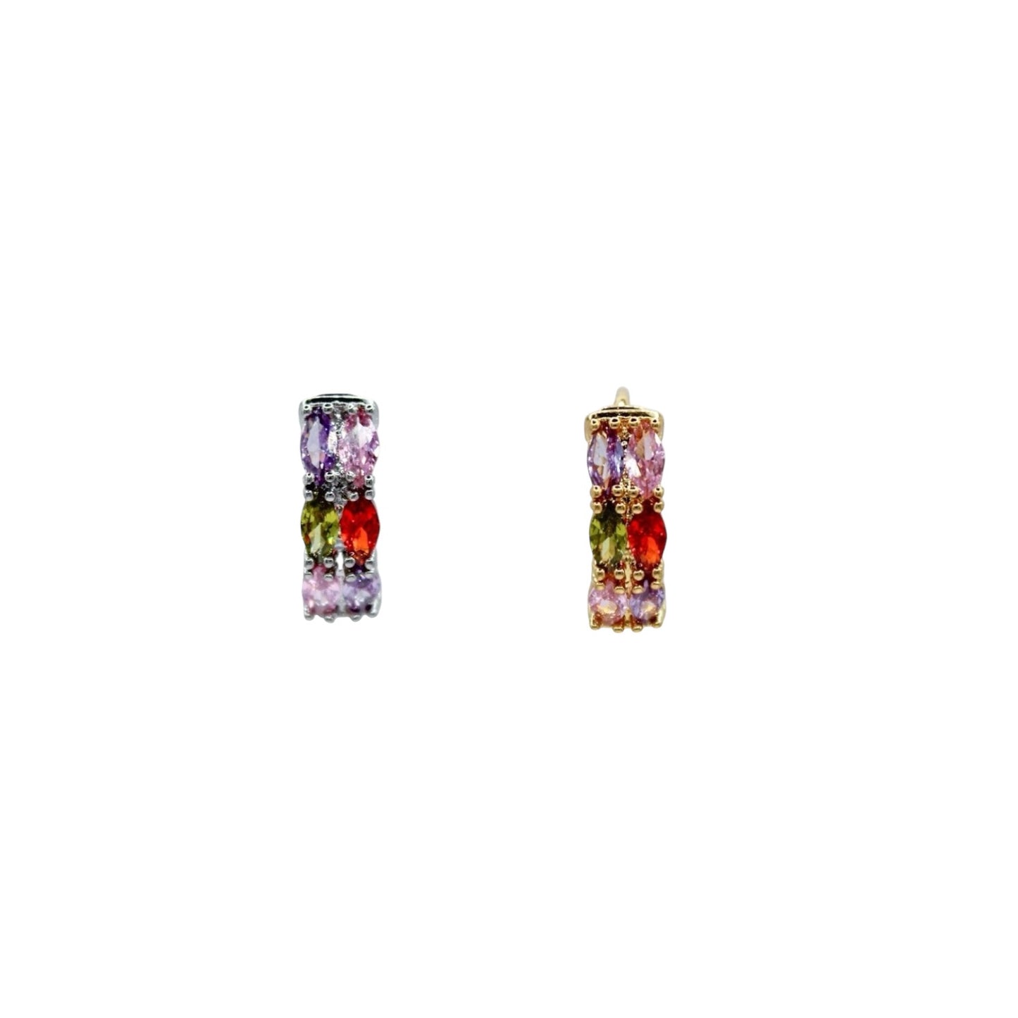 ARRACADAS DOS LÍNEAS ZIRCONIAS COLORES