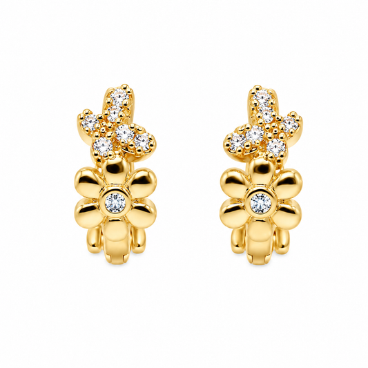 ARRACADA MARIPOSA ZIRCONIAS Y FLORES ZIRCONIA CENTRO