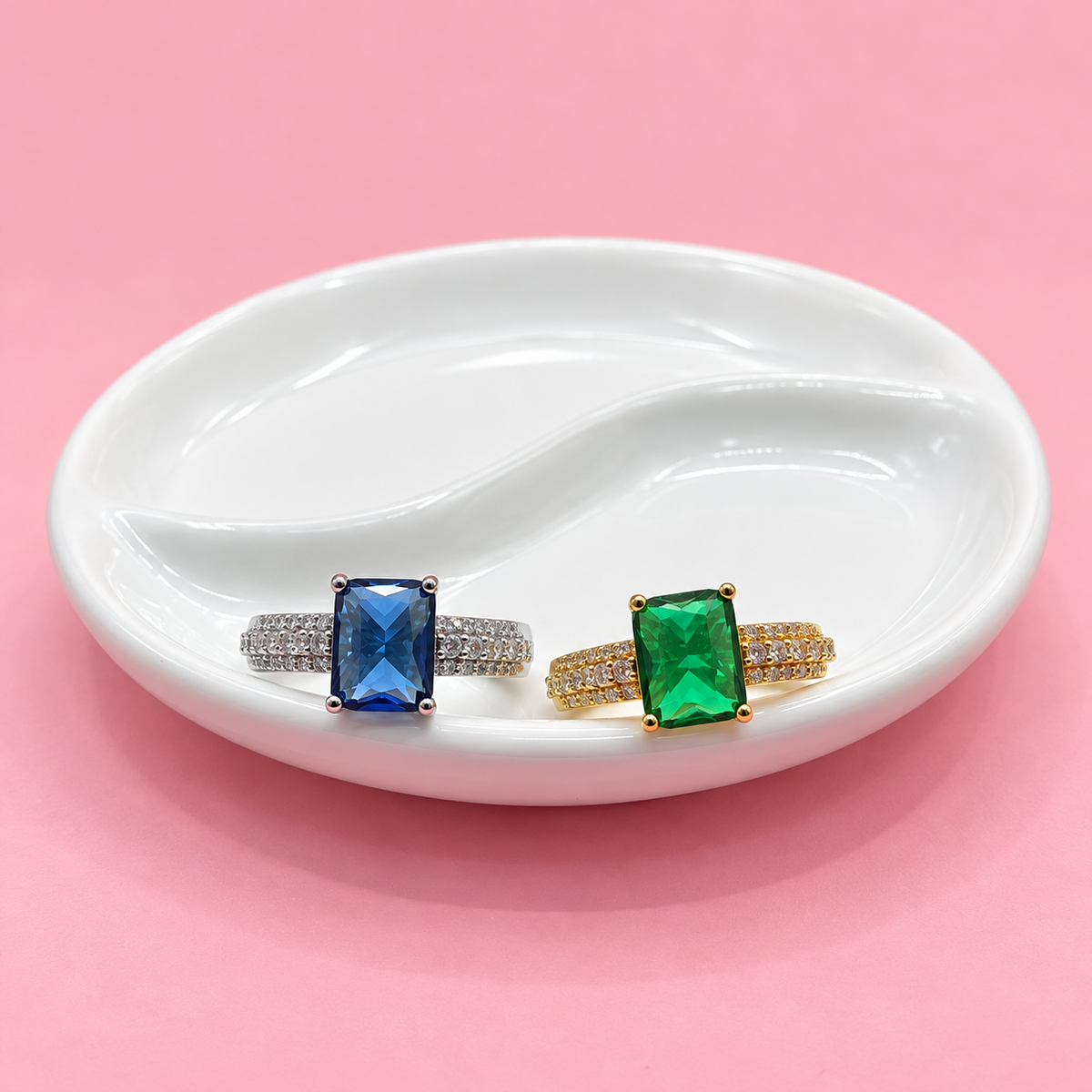 ANILLO ZIRCONIA COLOR CUADRADA