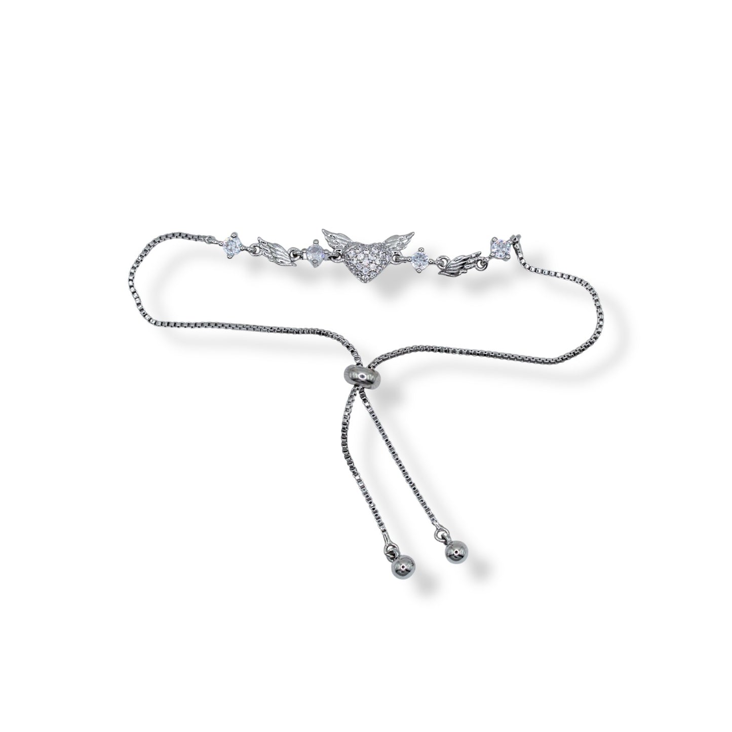 PULSERA CORAZON ALAS Y ZIRCONIAS