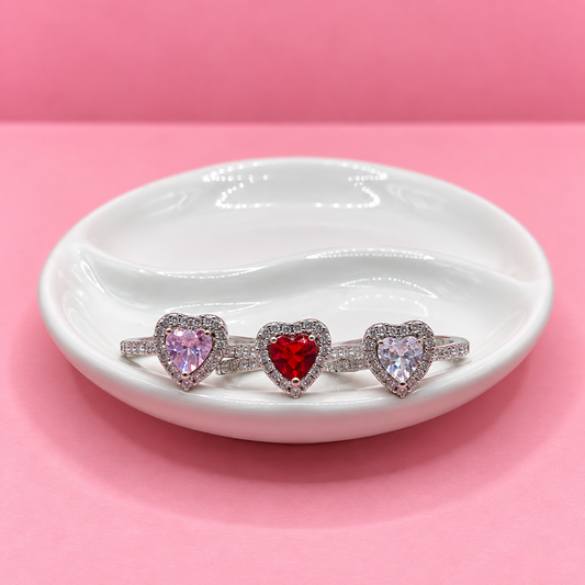 ANILLO PLATEADO CON CORAZÓN COLORES