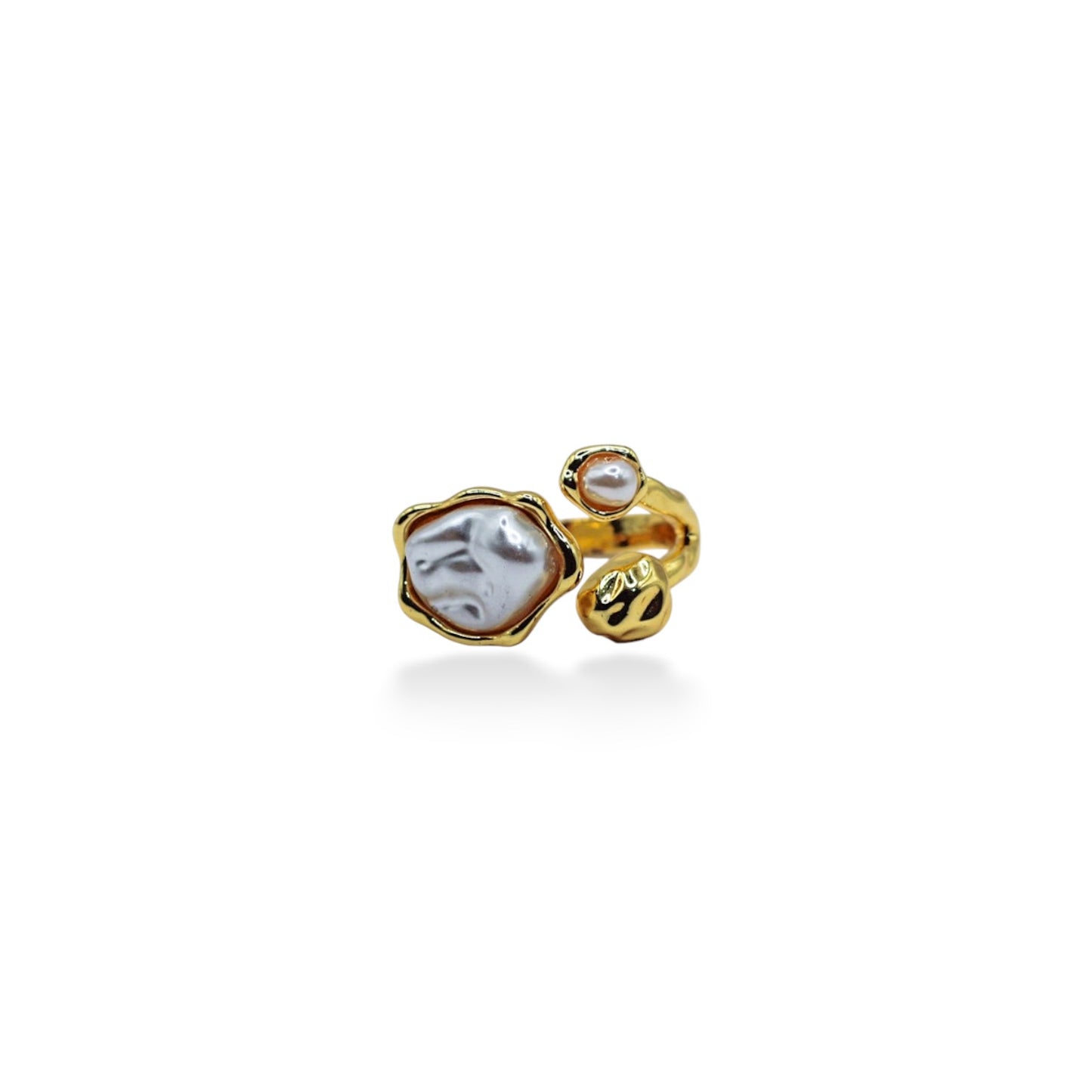 ANILLO DOS PERLAS IRREGULARES DIFERENTES TAMAÑOS