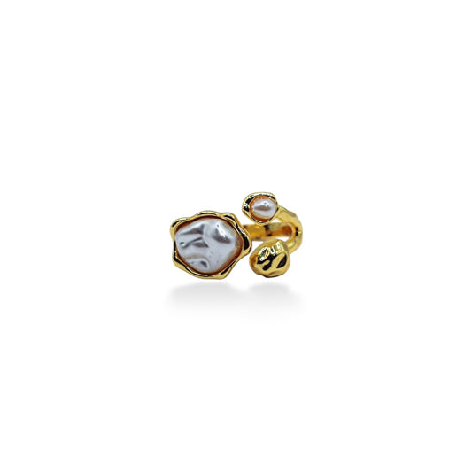 ANILLO DOS PERLAS IRREGULARES DIFERENTES TAMAÑOS