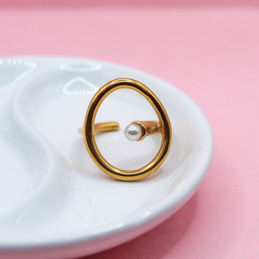 ANILLO CIRCULO CHUNKY CON PERLA