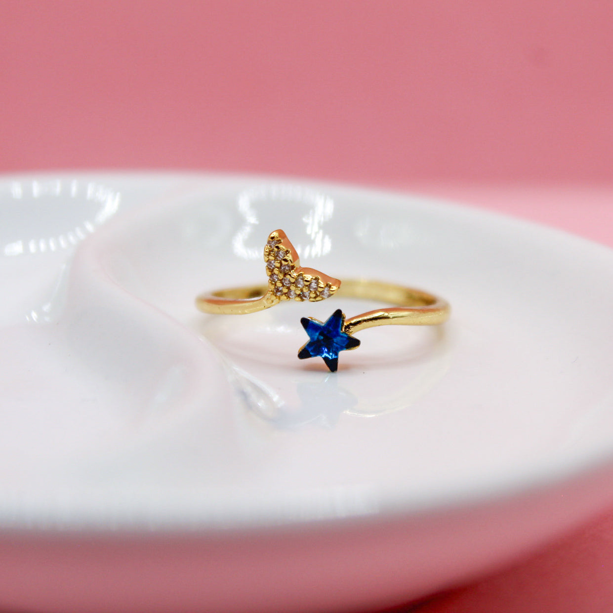 ANILLO COLA DE SIRENA CON ESTRELLA AZUL DE ZIRCONIA