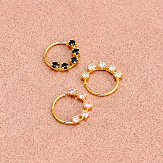 HOOP CINCO ZIRCONIAS COLORES 10K