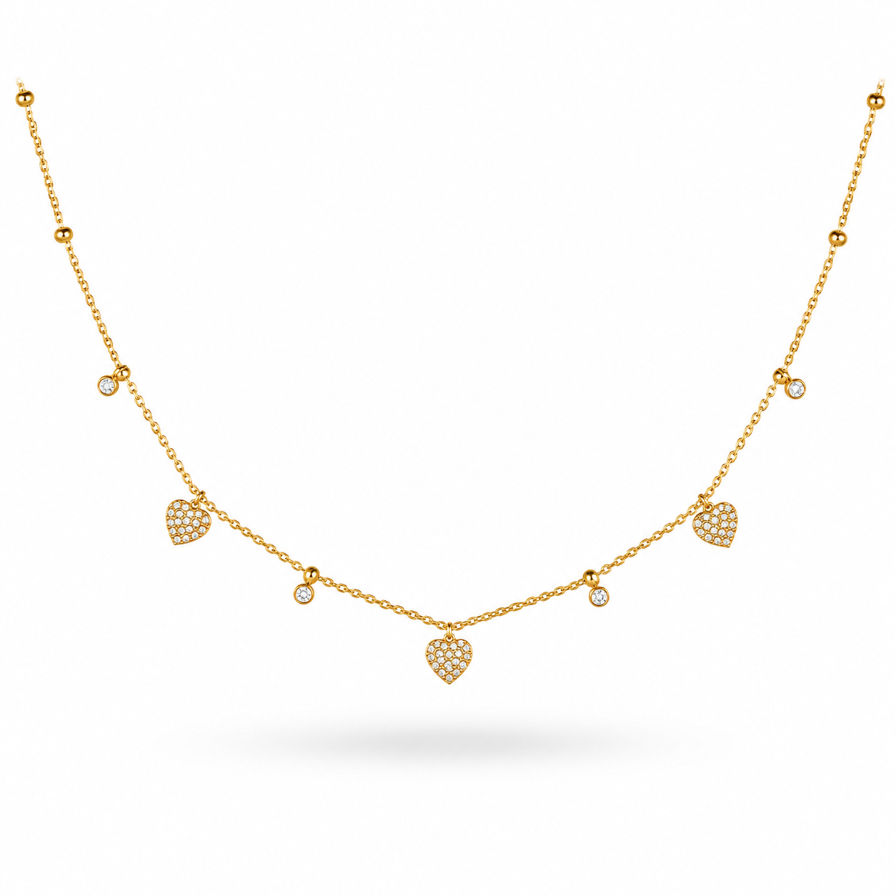 COLLAR CORAZONES CON ZIRCONIAS  Y ZIRCONIAS