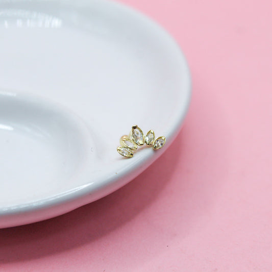 LAMBADA CORONA CINCO ZIRCONIAS ORO ITALIANO 10K