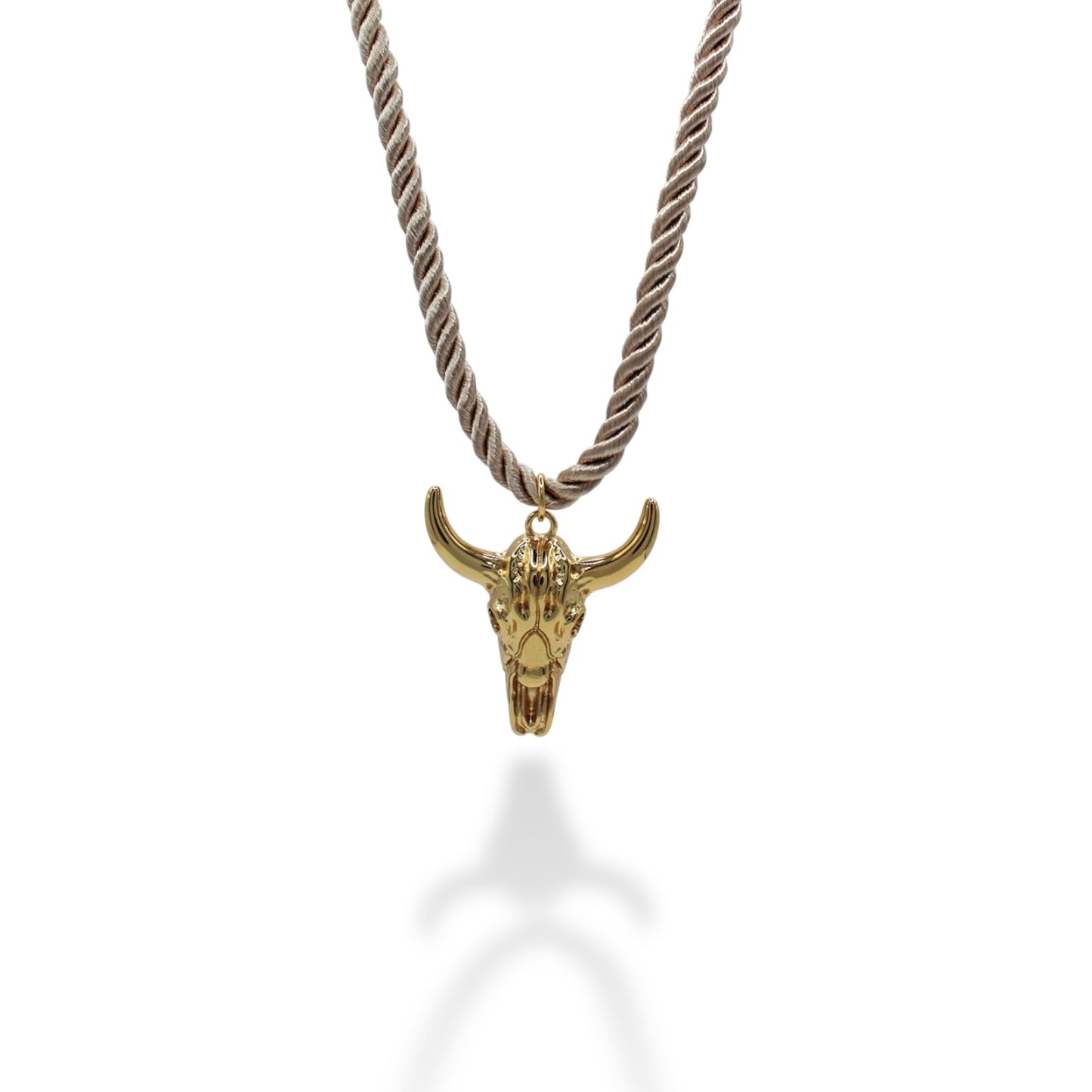 COLLAR TELA TORCIDO DIJE CRANEO VACA