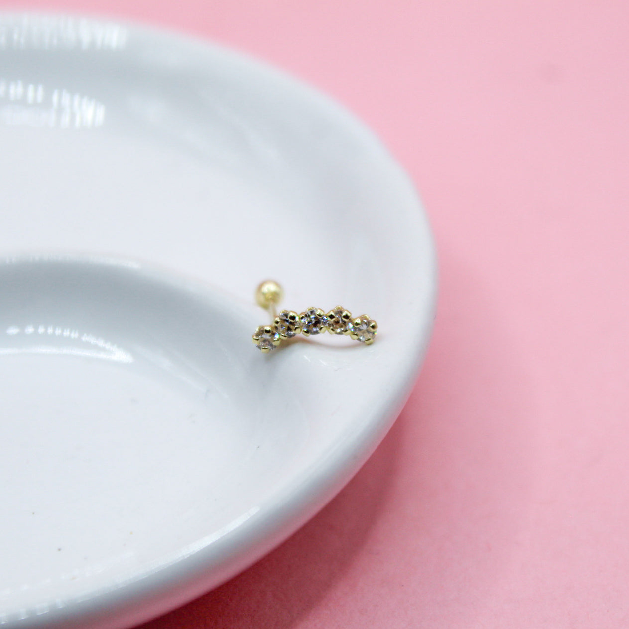 LAMBADA CINCO ZIRCONIAS ORO ITALIANO 10K