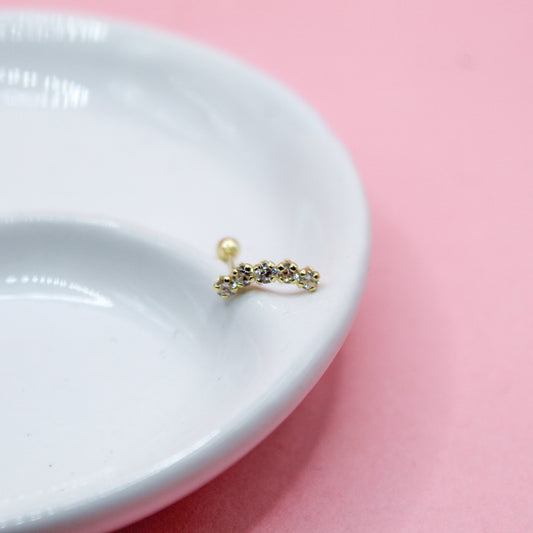 LAMBADA CINCO ZIRCONIAS ORO ITALIANO 10K