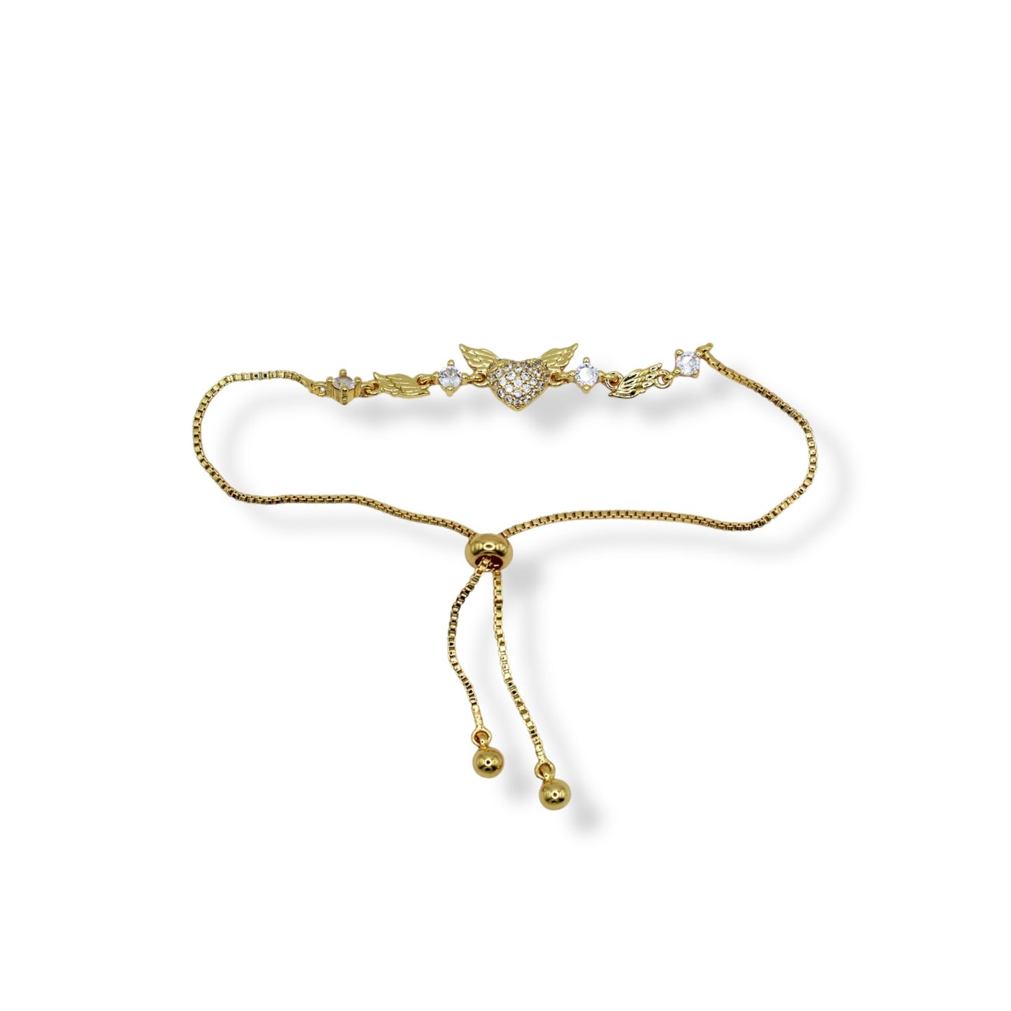 PULSERA CORAZON ALAS Y ZIRCONIAS