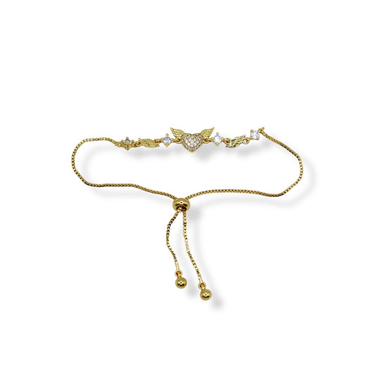 PULSERA CORAZON ALAS Y ZIRCONIAS