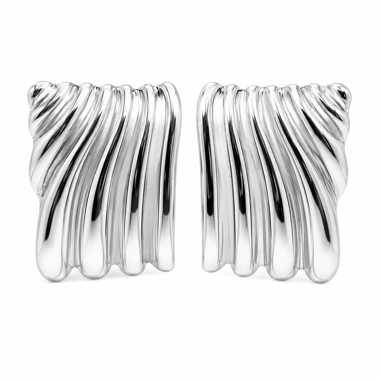 ARETE PLATEADO CHUNKY CUADRADO LINEAS RELIEVE