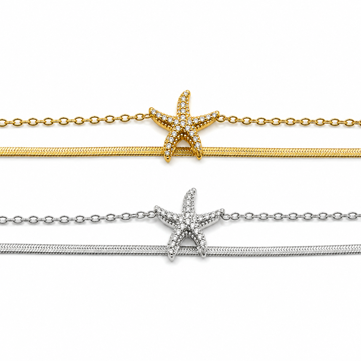 PULSERA DOBLE PLANCHADA Y ESTRELLA