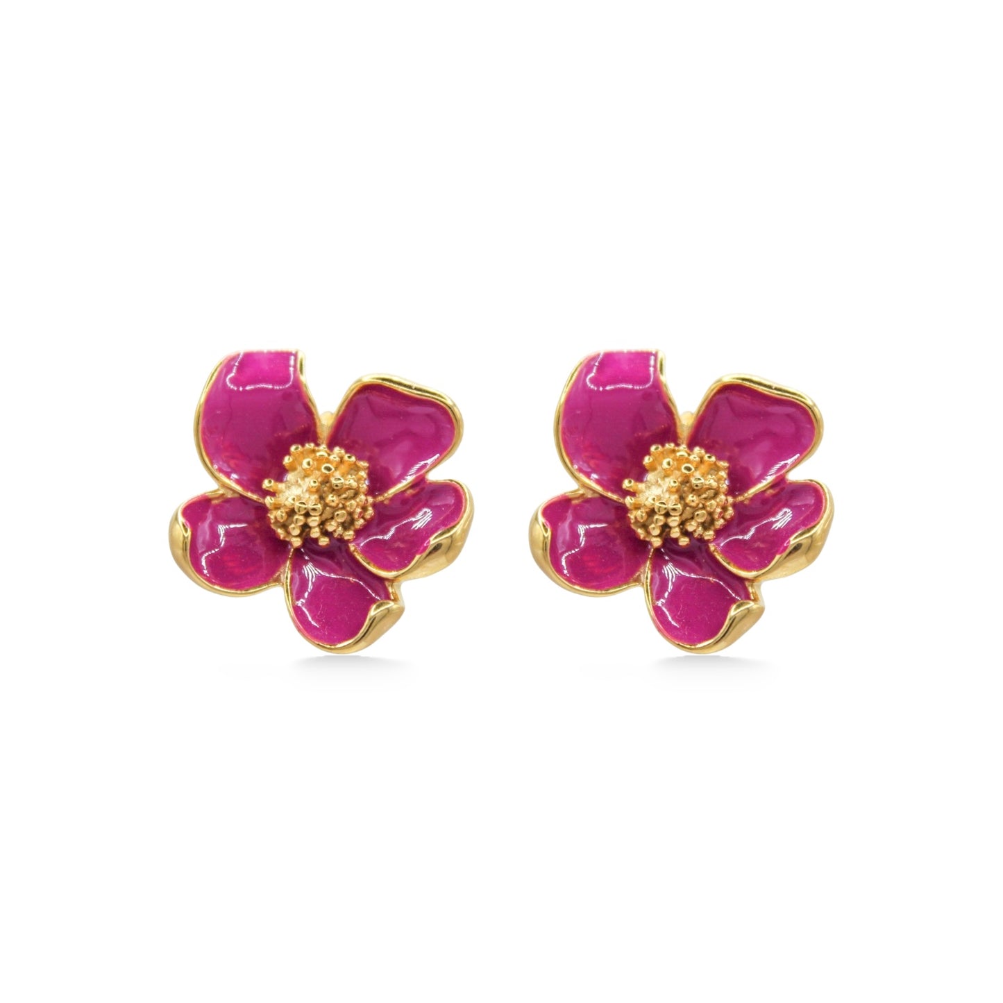 ARETES FLOR PÉTALOS ROSA