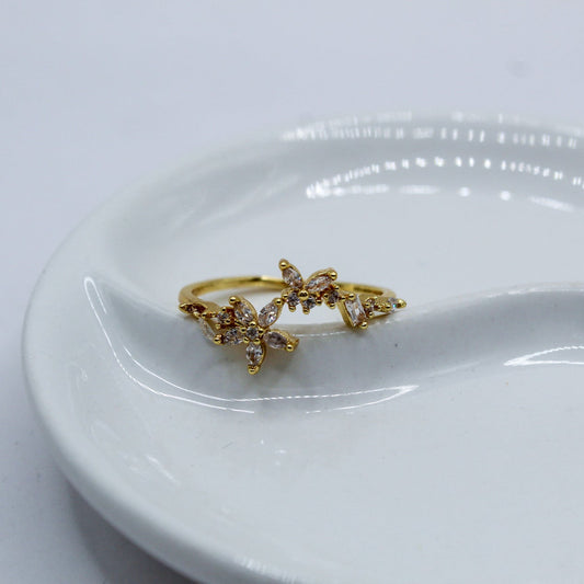 ANILLO FLOR MARIPOSA Y ZIRCONIAS BLANCAS