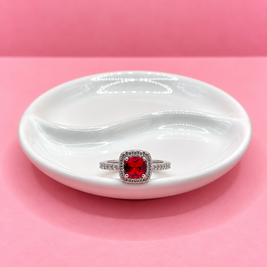 ANILLO ZIRCONIA CUADRADA ROJA