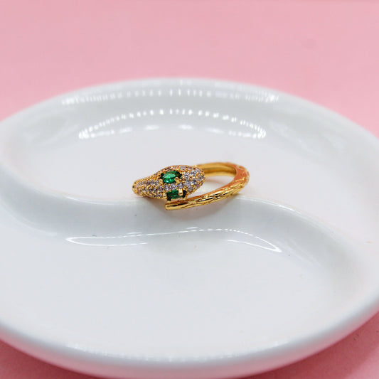 ANILLO SERPIENTE OJOS VERDES Y TEXTURA