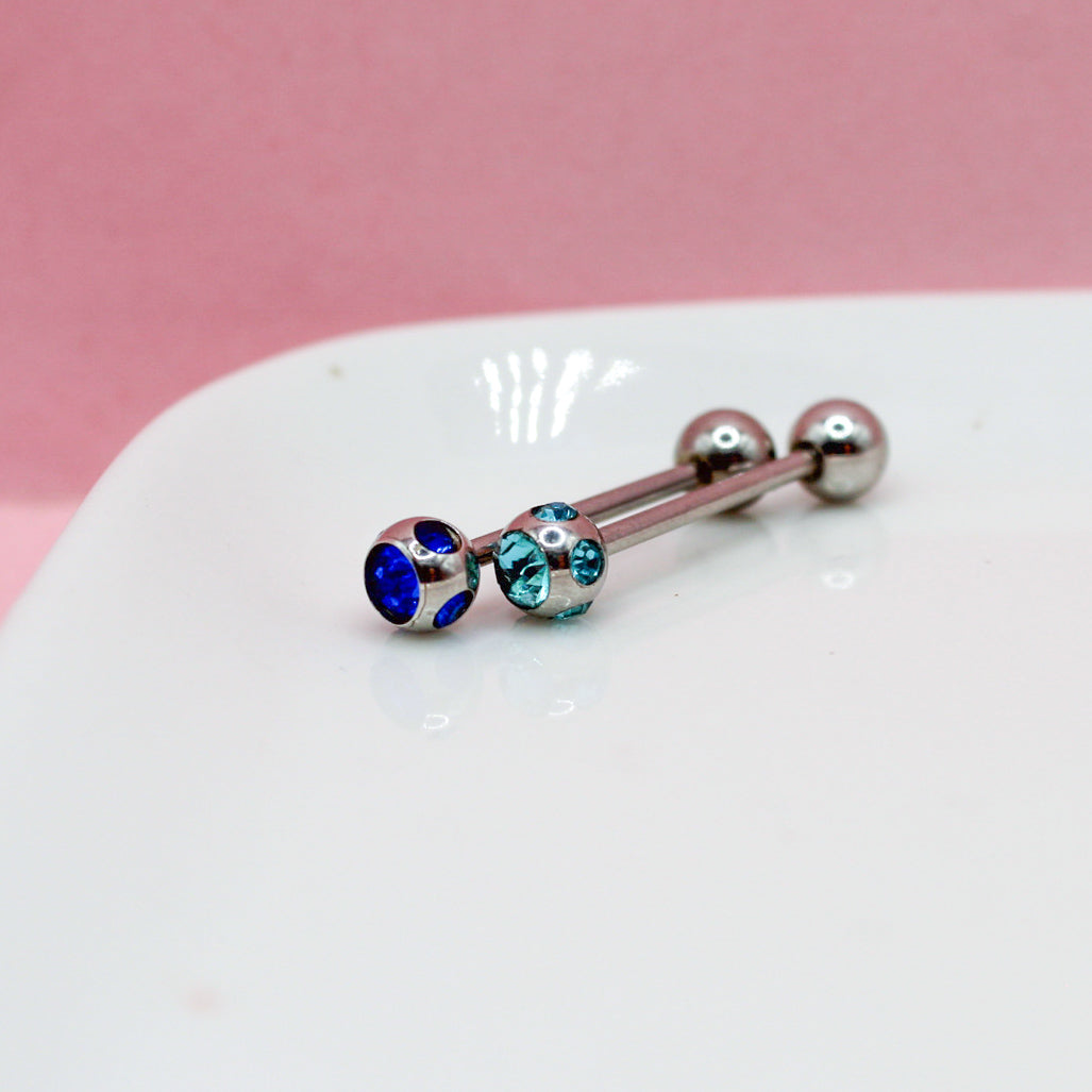 PIERCING RECTO ZIRCONIA COLOR BOLA GRANDE 316L
