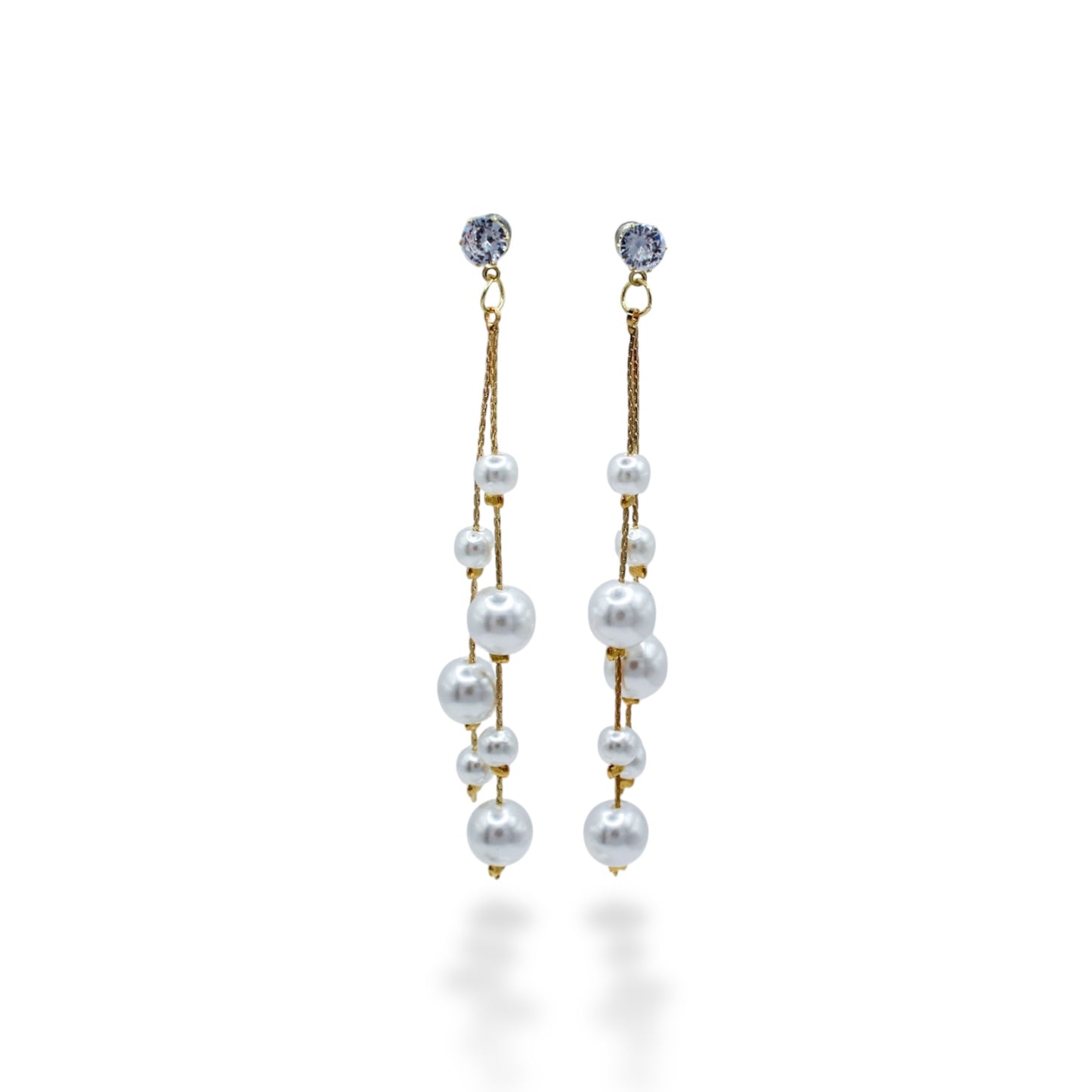 ARETE LARGO ZIRCONIA Y DOS LINEAS PERLAS