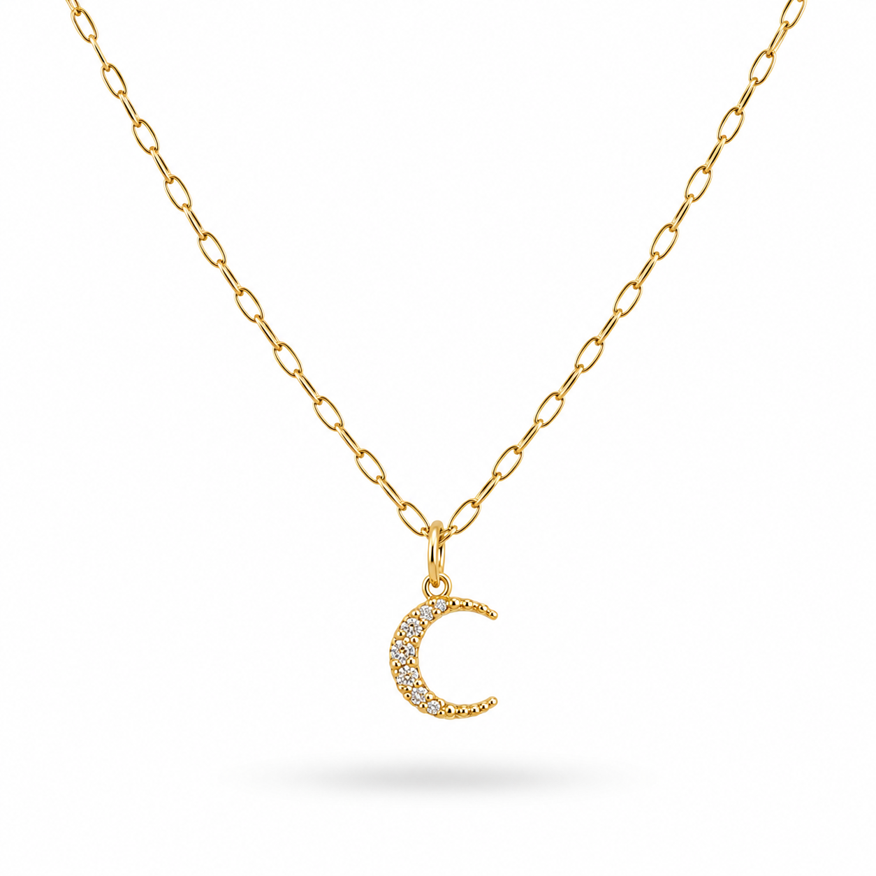 COLLAR ESLABONES DELGADOS LUNA ZIRCONIAS