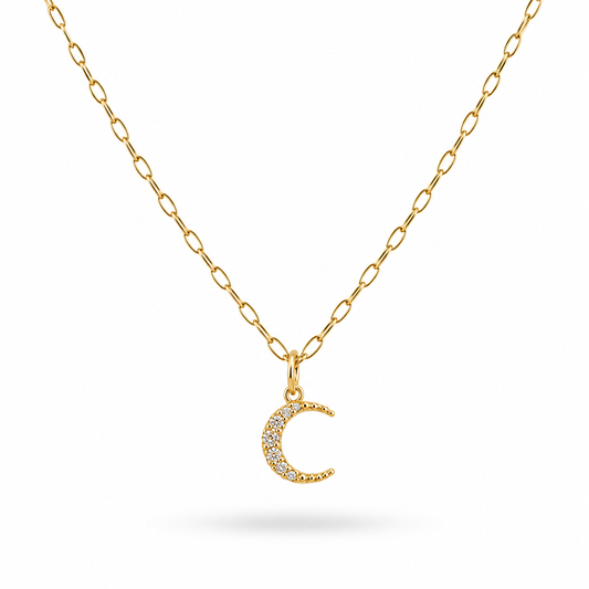 COLLAR ESLABONES DELGADOS LUNA ZIRCONIAS