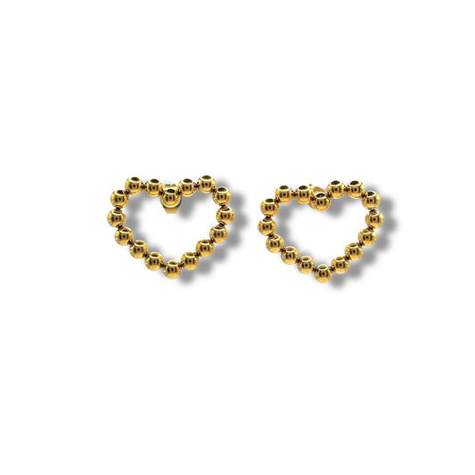 ARETES CORAZÓN BOLITAS