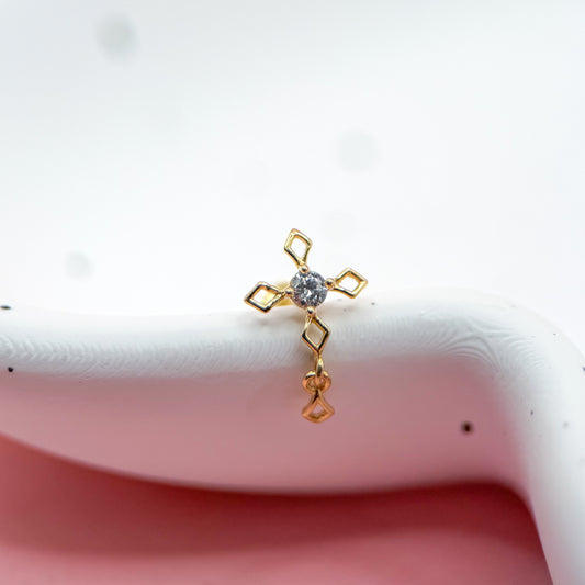 CRUZ ROMBO CON ZIRCONIA ORO JAPONES 10K