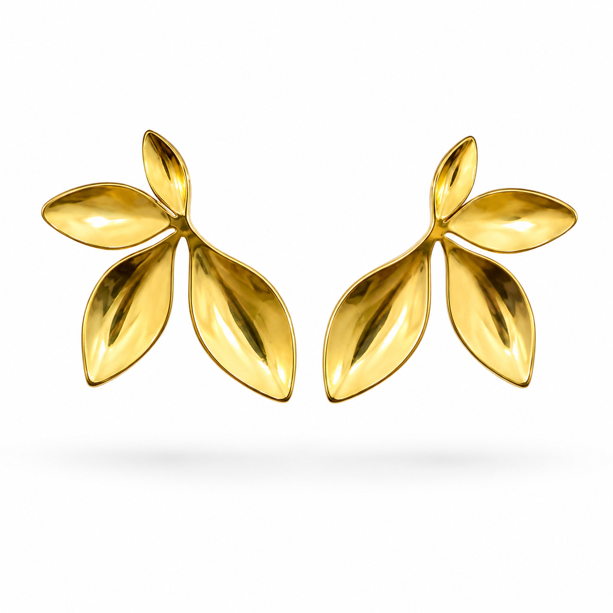 ARETES CUATRO HOJAS PICUDAS CHUNKY