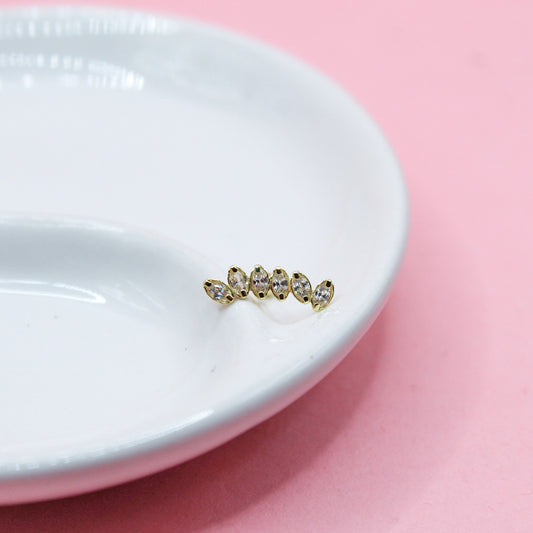 LAMBADA MAXI SEIS ZIRCONIAS ORO ITALIANO 10K