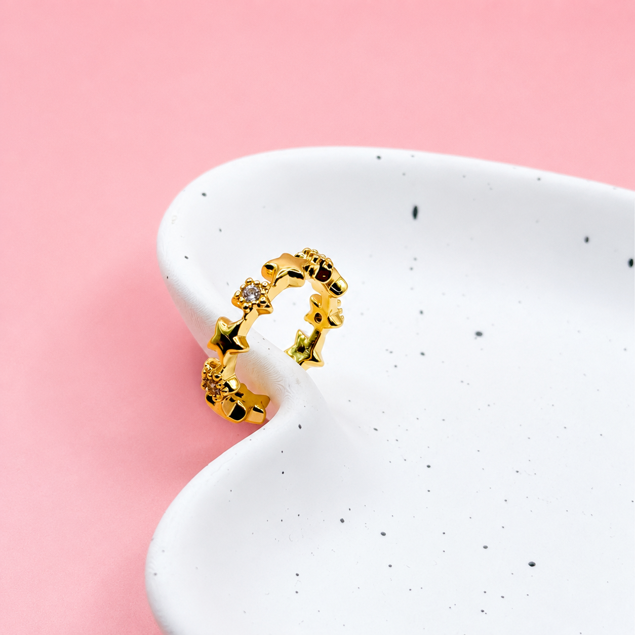 ANILLO ESTRELLAS LISAS Y ZIRCONIAS
