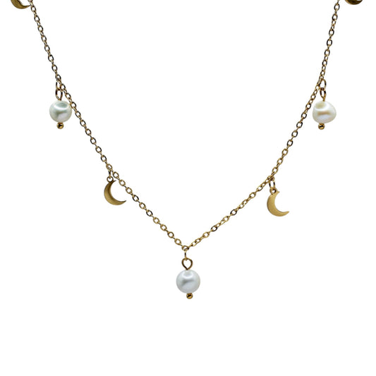 COLLAR LUNAS Y PERLAS